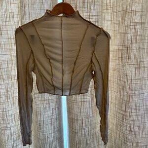 Cropped cream mock neck long sleeve from 12th Tribe